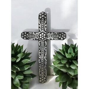 Vintage Cast Aluminum Cruxifix Cross Wall Hanging